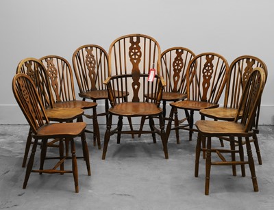Lot 504 - A Harlequin set of ten ash and elm Windsor chairs