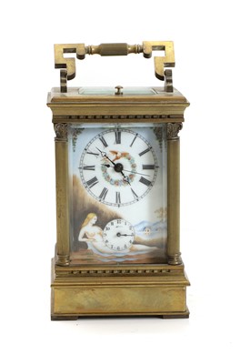 Lot 204 - A French brass cased repeating carriage clock