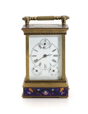 Lot 195 - A 20th century French champleve calendar carriage clock