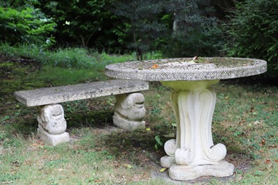 Lot 496 - A modern composite stone pedestal table