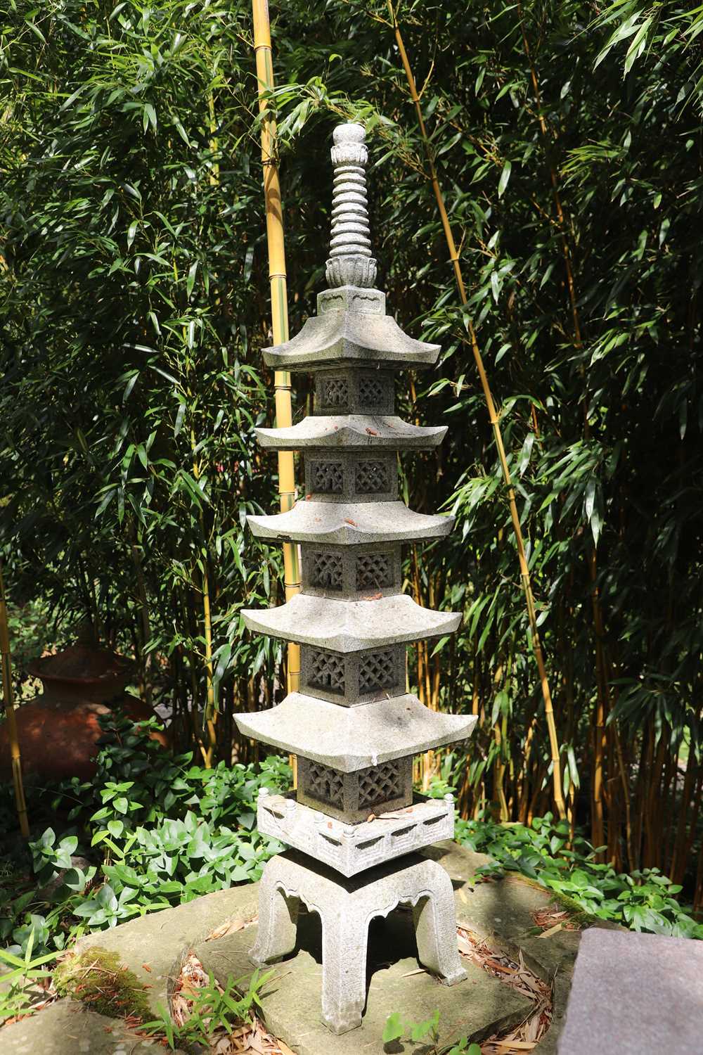 Lot 494 - A modern Japanese white granite lantern pagoda