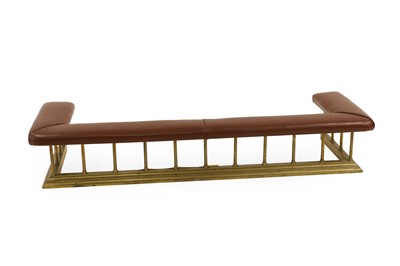 Lot 456 - A brass and leather club fender