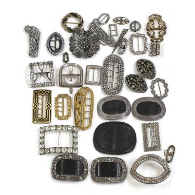 Lot 597 - A collection of steel, gilt and metal belt and shoe buckles