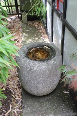 Lot 508 - A pair of modern Japanese white granite urns