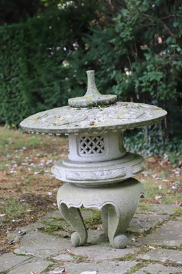 Lot 482 - A modern Japanese pink granite lantern