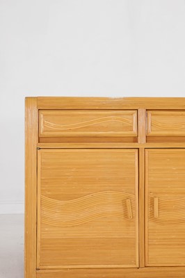 Lot 563 - A rattan faux bamboo sideboard