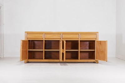 Lot 563 - A rattan faux bamboo sideboard