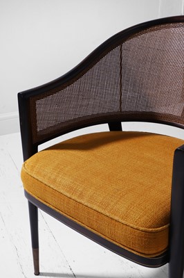 Lot 559 - A set of six stained wooden and caned dining chairs by Paolo Moschino