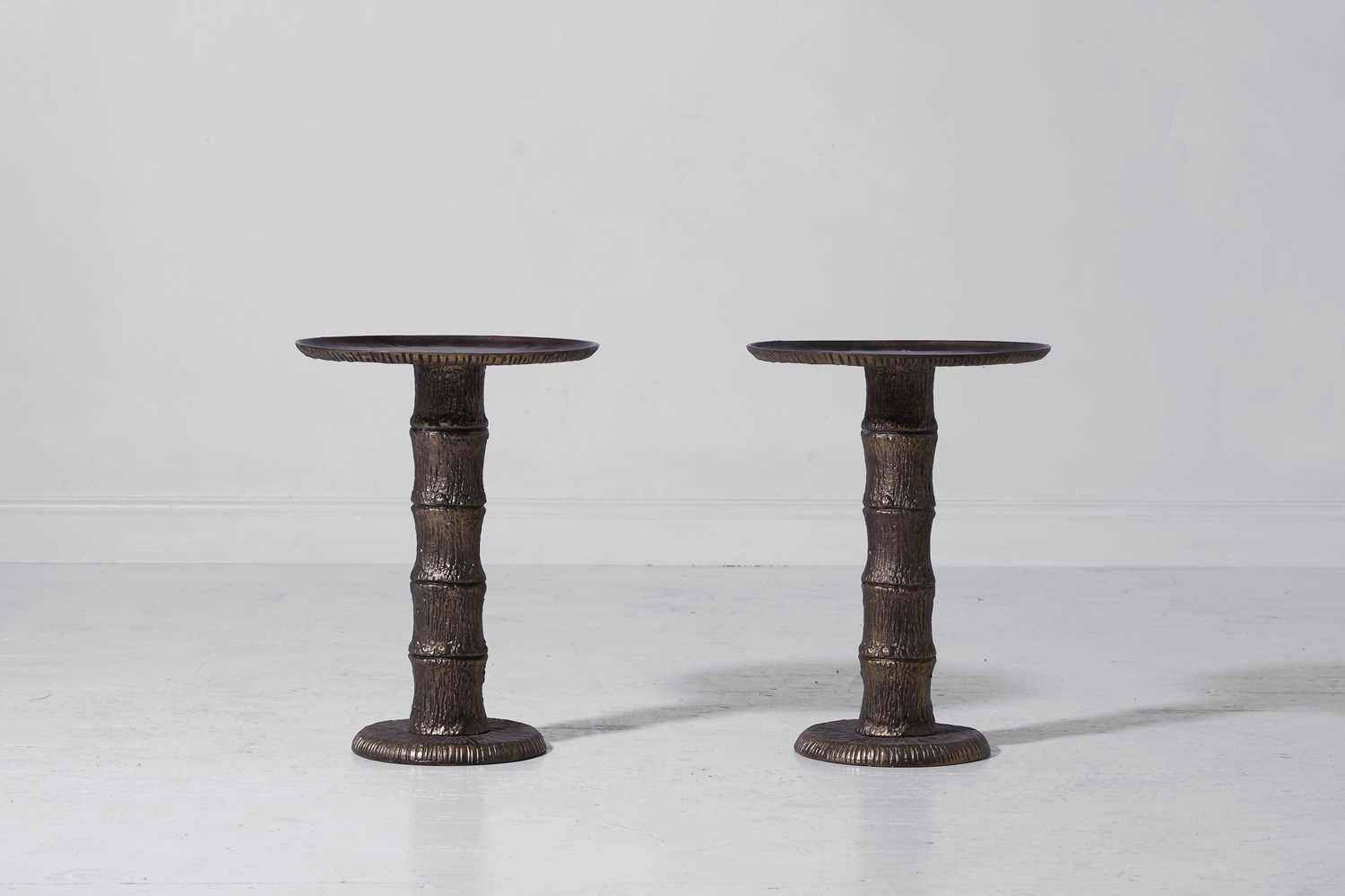Lot 561 - A pair of brass faux bamboo drinks tables