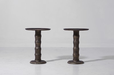 Lot 561 - A pair of brass faux bamboo drinks tables