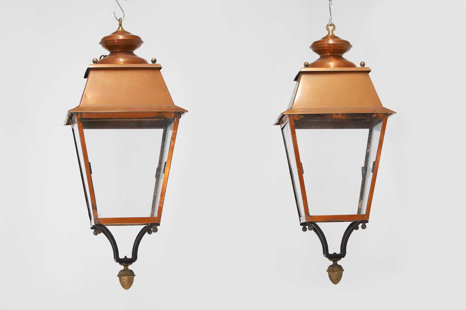 Lot 552 - A pair of copper lanterns