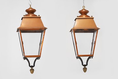 Lot A pair of copper lanterns