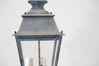 Lot 537 - A pair of patinated metal lanterns
