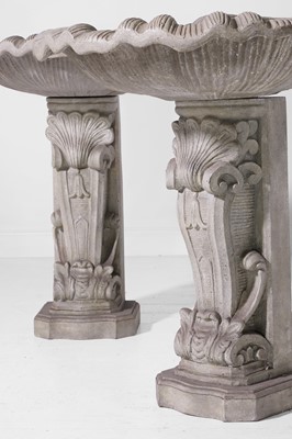 Lot 565 - A pair of baroque-style painted wooden shell pedestals