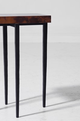 Lot 566 - A pair of modernist oxidised-copper and painted-metal occasional tables