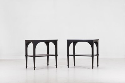 Lot 539 - A pair of ebonised wooden 'Primavera' side tables by Paolo Moschino