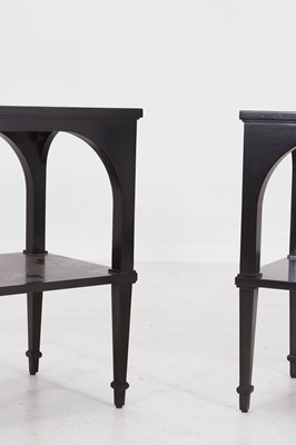 Lot 539 - A pair of ebonised wooden 'Primavera' side tables by Paolo Moschino
