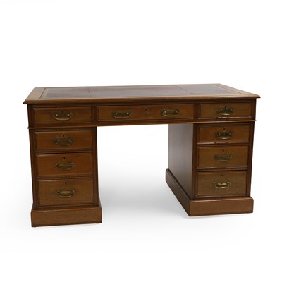 Lot 439A - A Victorian oak pedestal desk