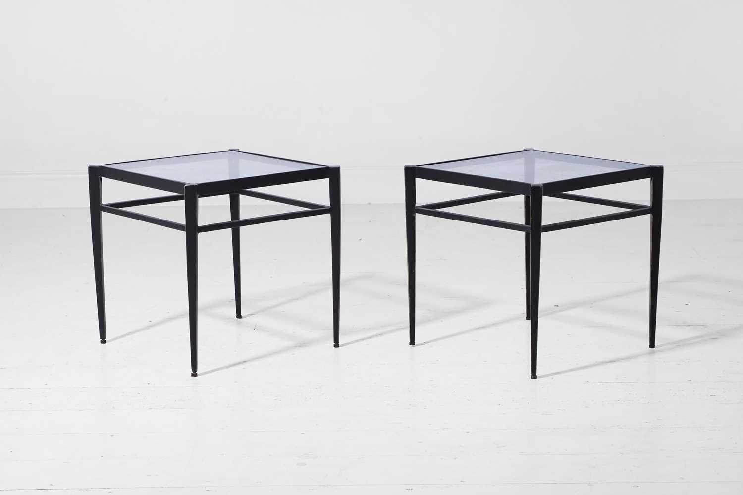 Lot 560 - A pair of small patinated brass and glass ‘Lescot’ side tables by Paolo Moschino