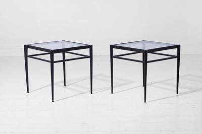 Lot 560 - A pair of small patinated brass and glass ‘Lescot’ side tables by Paolo Moschino