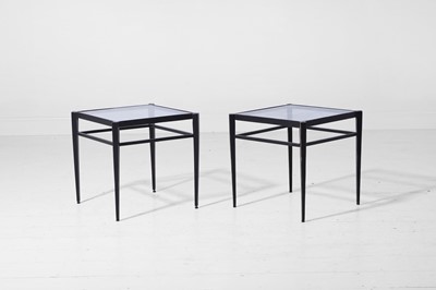 Lot 560 - A pair of small patinated brass and glass ‘Lescot’ side tables by Paolo Moschino