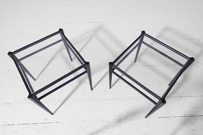 Lot 560 - A pair of small patinated brass and glass ‘Lescot’ side tables by Paolo Moschino