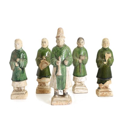 Lot 70 - A group of five Chinese biscuit pottery figures