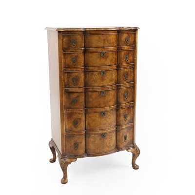 Lot 455 - A Queen Anne revival walnut and burr walnut chest