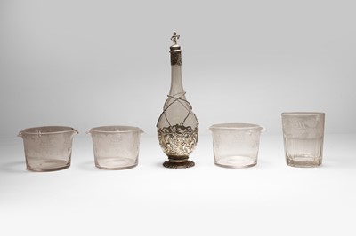 Lot 167 - Three etched glass risers