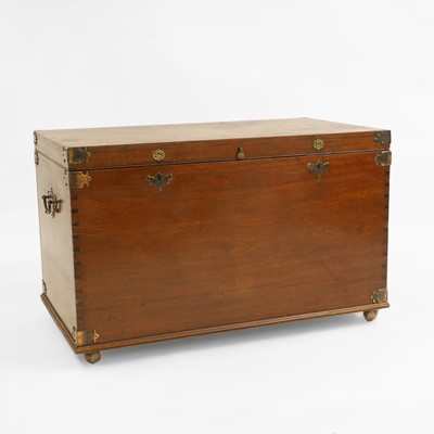 Lot 349 - A wooden and brass trunk
