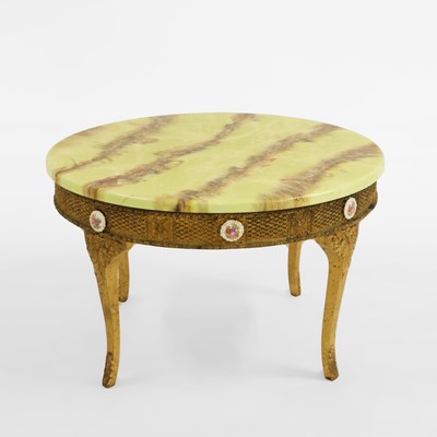 Lot 343 - A gilt and faux marble side table