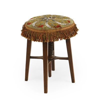Lot 270 - A beadwork upholstered piano stool