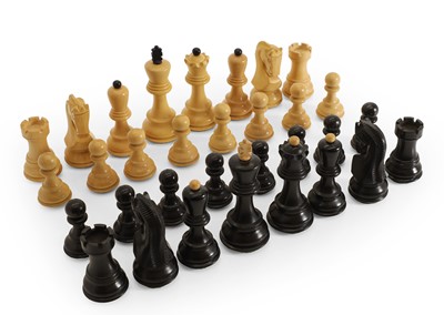 Lot 237 - A Staunton design boxwood and ebony chess set