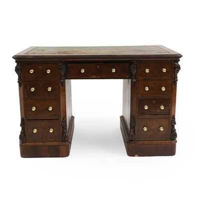 Lot 413 - A Victorian mahogany pedestal desk