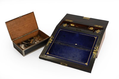 Lot 216A - A Victorian walnut and brass writing slope