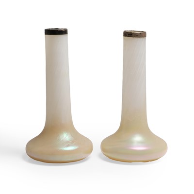 Lot 160 - A pair of iridescent vases