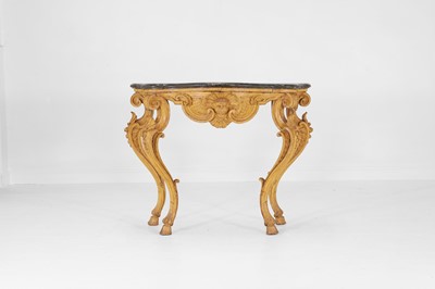 Lot 79 - A rococo painted wooden console table