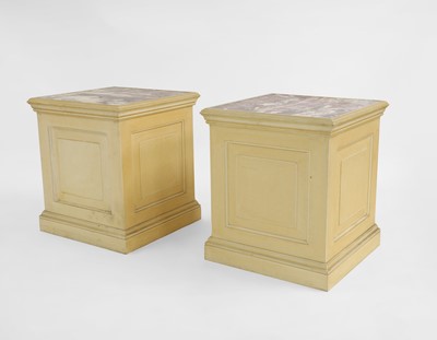 Lot 426 - A pair of square cream painted wooden plinths