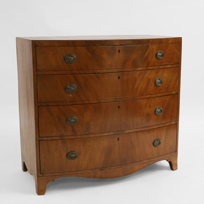 Lot 422 - A George III satinwood, cross banded and box line inlaid bow front chest of drawers