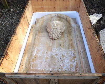 Lot 518 - A Traventine marble fountain