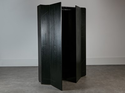 Lot 218 - A large ebonised ash wall cabinet