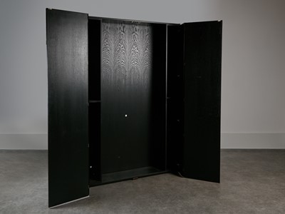 Lot 218 - A large ebonised ash wall cabinet