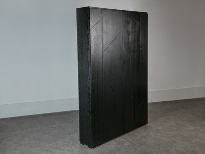 Lot 218 - A large ebonised ash wall cabinet