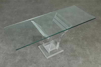 Lot 220 - A Lucite and glass console table