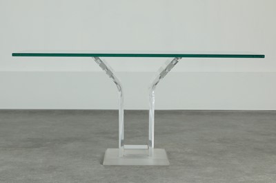 Lot 220 - A Lucite and glass console table