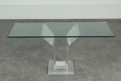 Lot 220 - A Lucite and glass console table