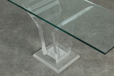 Lot 220 - A Lucite and glass console table