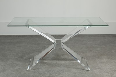 Lot 334 - A Lucite and glass coffee table