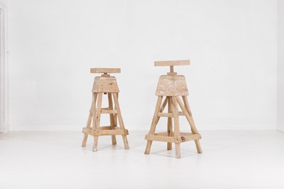 Lot 486 - A pair of rustic wooden sculpture stands