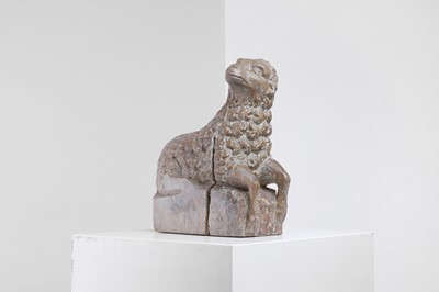 Lot 523 - A carved sheep pew end